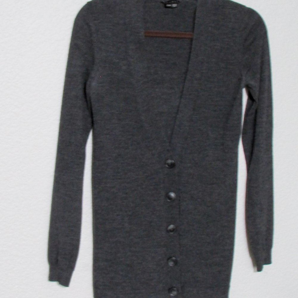 Theory Dark Gray Classic Wool Cardigan Sz P/PT